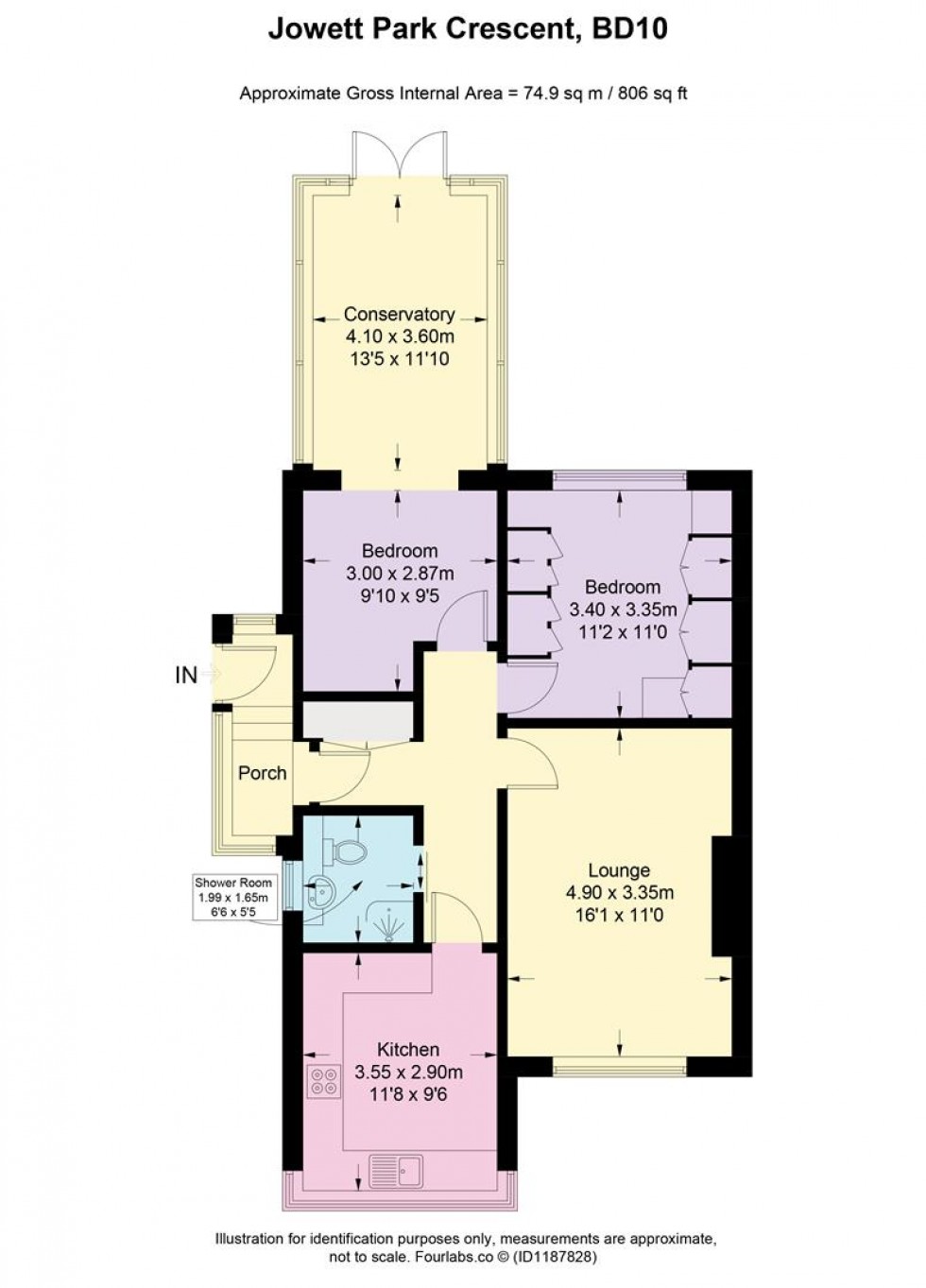 Floorplan for Jowett Park Crescent, Thackley, Bradford.