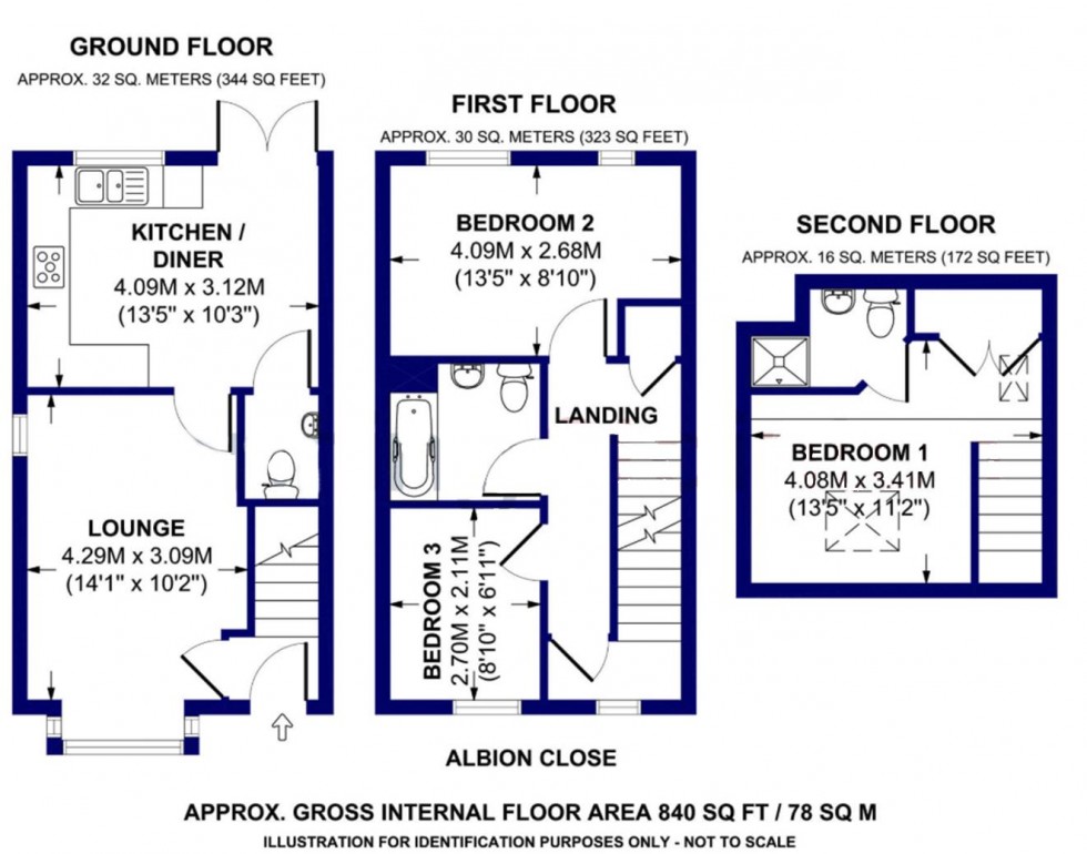 Floorplan for Albion Close, Apperley Bridge, Bradford