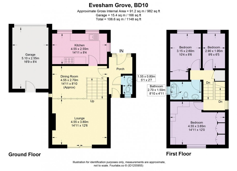 Floorplan for Evesham Grove, Idle, Bradford
